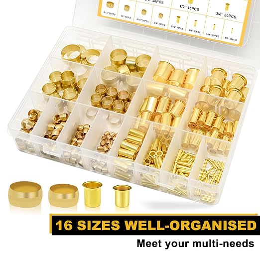 Siptenk 320PCS Brass Compression Sleeves Ferrules Inserts Fittings Kit | 8 - Image 5