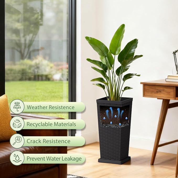 Set of 2 24 Inch Tall Plastic Planters - Image 6