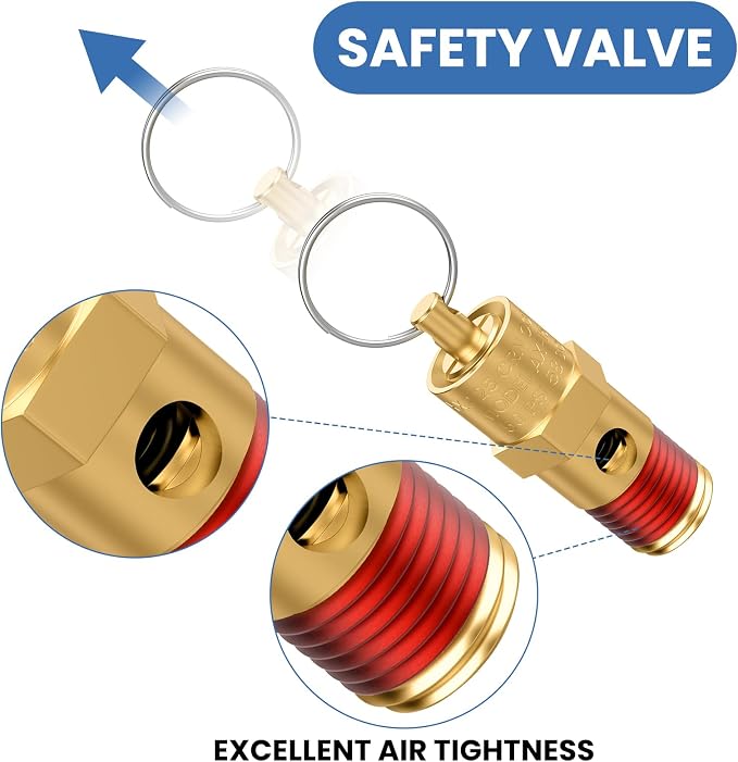 1/4" Male NPT Brass Safety Valve, 1 Pack | 200 PSI Pressure Relief - Image 5