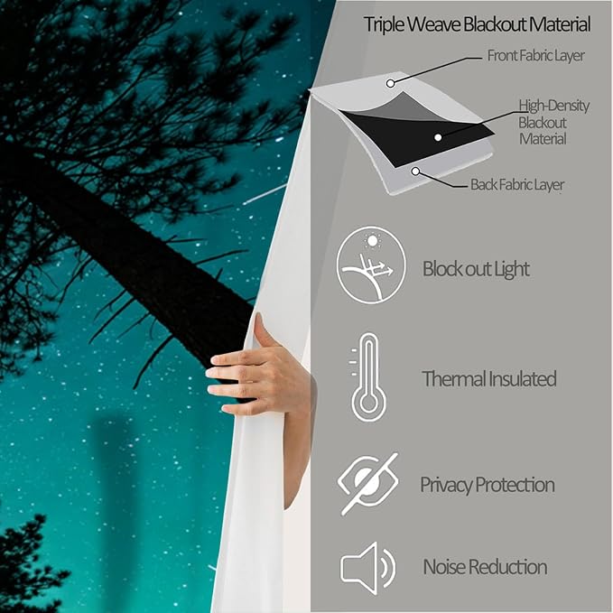 Forest Curtains, Milky Way Meteor Blackout Curtains 96 Inch Long, Pine Forest - Image 6