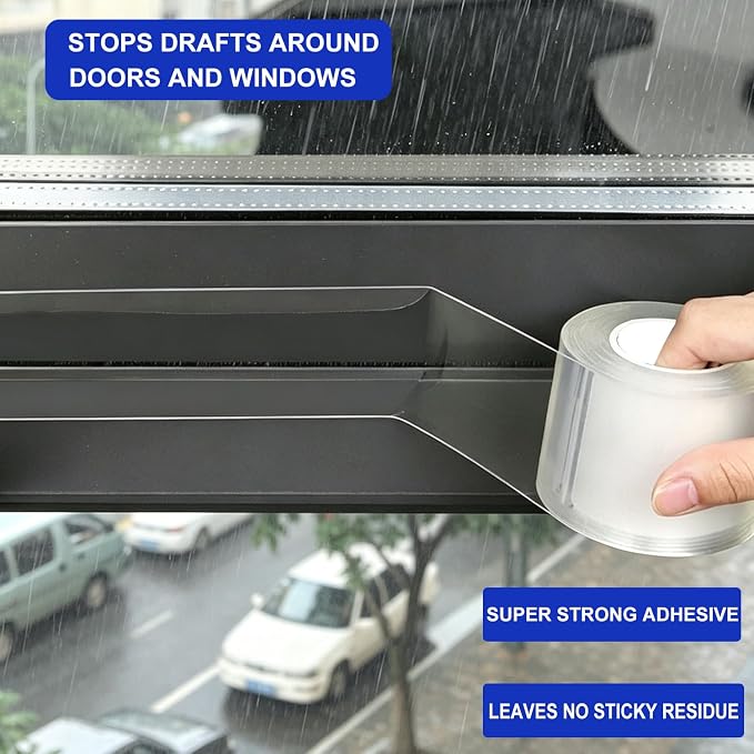Window Sealing Tape 2 Inch x 33 Ft Transparent Window Insulation Waterproof - Image 2