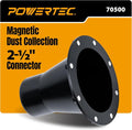 POWERTEC 4” to 2-1/2” Magnetic Connector, Magnetic Dust Collection Fitting w/ 8 by POWERTEC