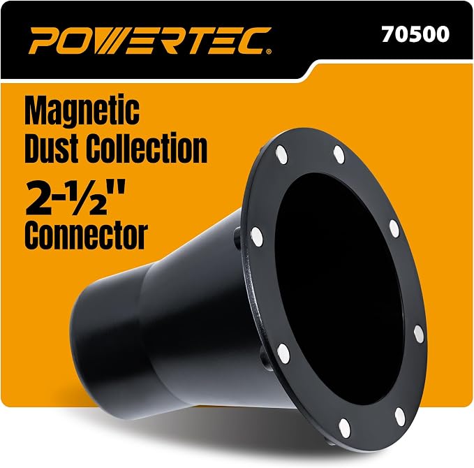POWERTEC 4” to 2-1/2” Magnetic Connector, Magnetic Dust Collection Fitting w/ 8 by POWERTEC