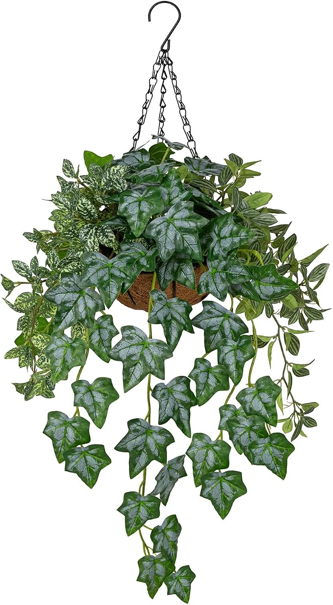 Fake Hanging Plant with Pot, Large Hanging Artificial Plants with Basket & - Image 8