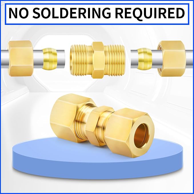 ChillWaves Brass Compression Tube Fitting, 1/2" OD x 1/2" OD Compression Union - Image 7