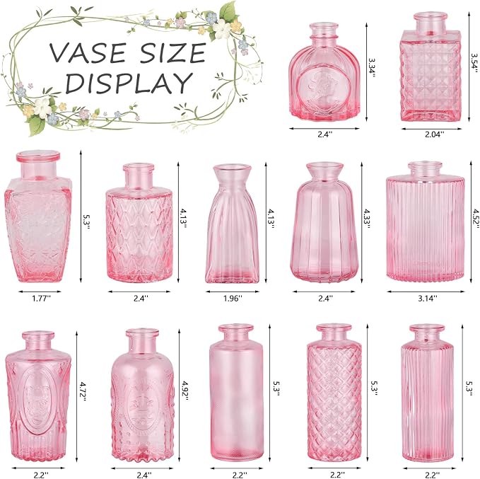 12 Pack Glass Bud Vases Mini Flower Vase Small Vintage Vases - Image 3