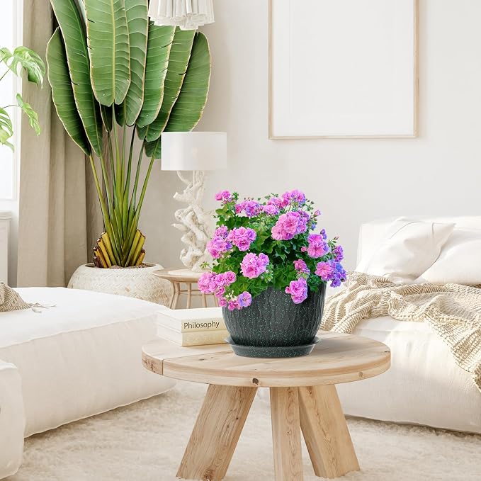 Meowell 12/10/9 inch Large Plant Pots, 3 Pack Wide Flower Pots - Image 5