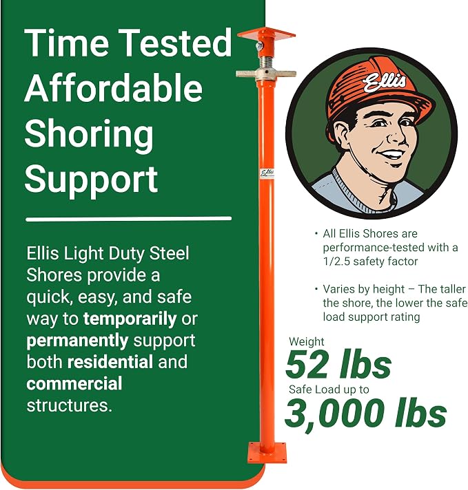 Ellis Manufacturing Light-Duty Steel, Construction Jack Post, Floor Leveling - Image 2