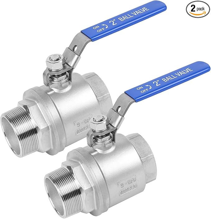 2 Pack 2" Full Port Ball Valve NPT Male x Female 304 Stainless Steel Heavy Duty by SKLSSVF