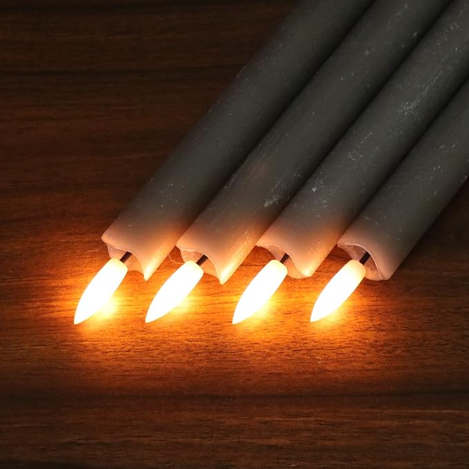 GenSwin Flameless Taper Candles LED Battery Operated Remote Timer Grey | LED - Image 6