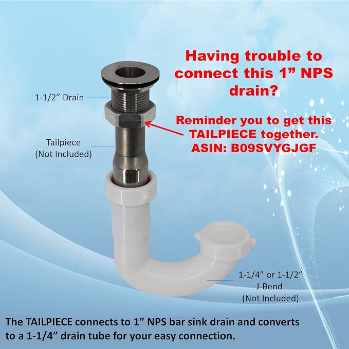 Stainless Steel Bar Sink Drain 1" Nominal Pipe Size - Image 6