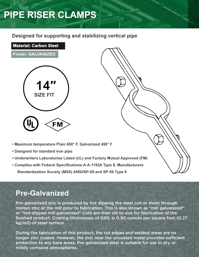 Highcraft DMST-H014 Riser Clamp; Vertical Pipe Hanger - Image 6