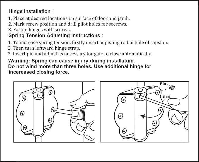 Door Spring Hinges, Each Set Including 2 PCS Self Closing and 1 PC Adjustable - Image 5