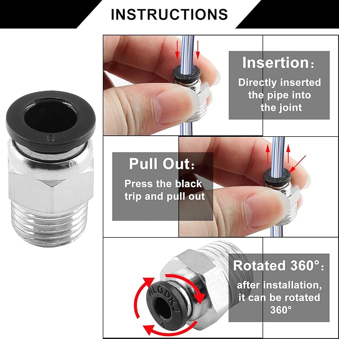 10Pcs 8mm Push Connect 1/4 NPT Male Straight Pneumatic Fitting | Pure Copper - Image 6