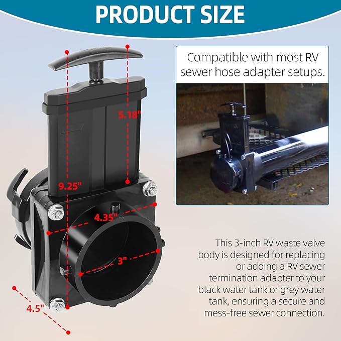 TonGass 3-Inch RV Waste Valve Body - Image 2