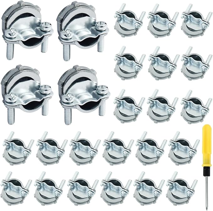 25 Pcs 1/2 Inch Clamp Type Cable Connectors, by Kyuionty
