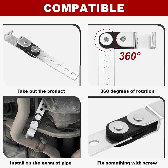 3" Exhaust Hanger Kit 12PC Universal 360° Swivel Clamps | Zinc Coated Complete - Image 3