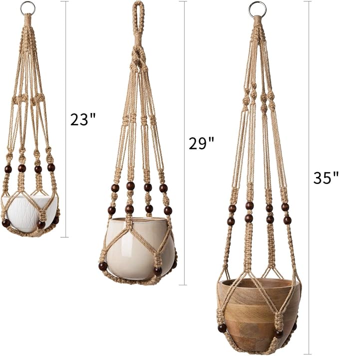Mkono 3 Pack Macrame Plant Hangers Hanging Planters - Image 6