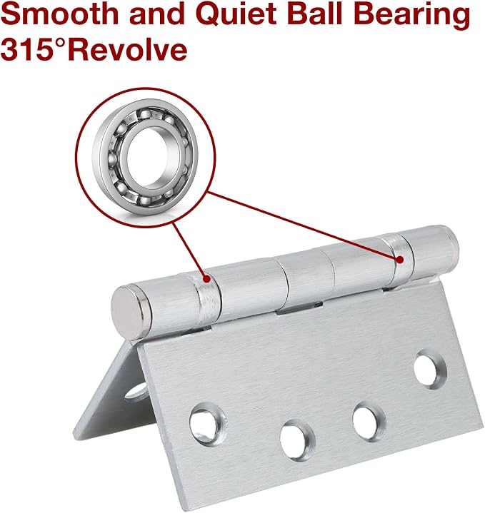 TDCHINGES Heavy Duty Door Hinges Satin Chrome 4.5 Inch x 4 1/2" Square | 1 Pack - Image 3