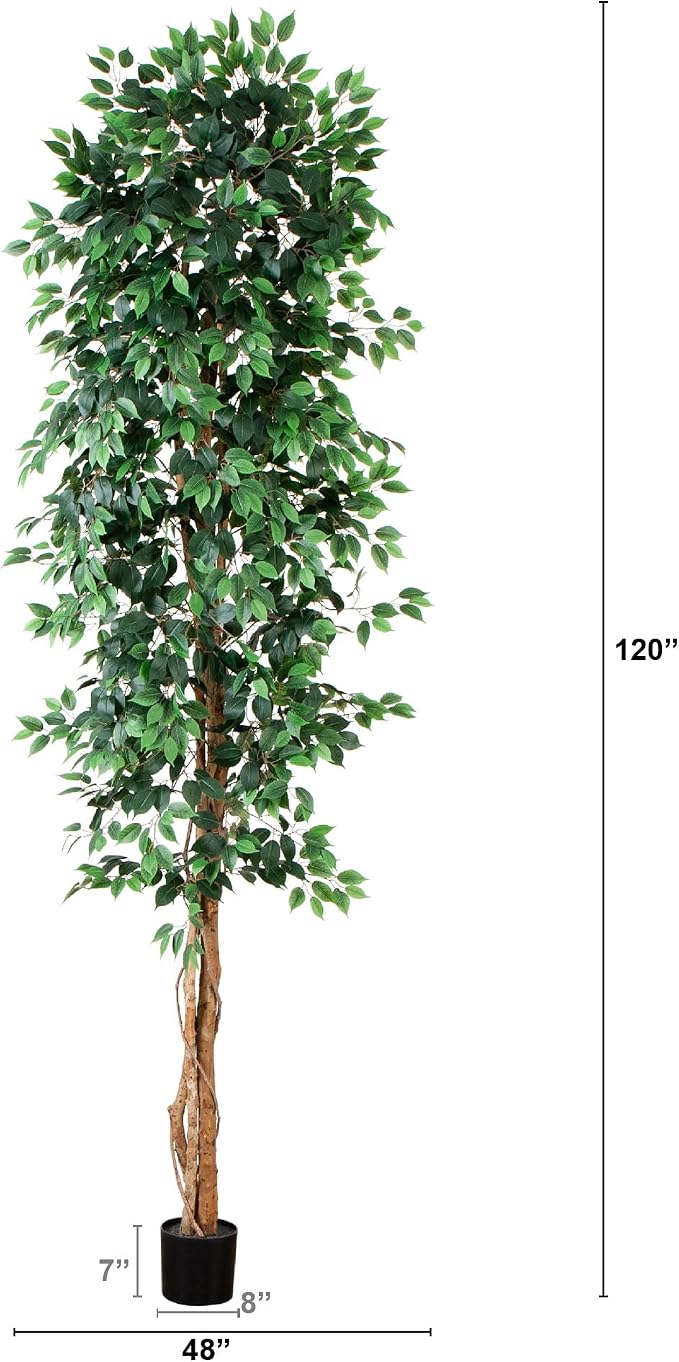 Nearly Natural 10 ft Artificial Ficus Tree Planter Floor Plant | - Image 2