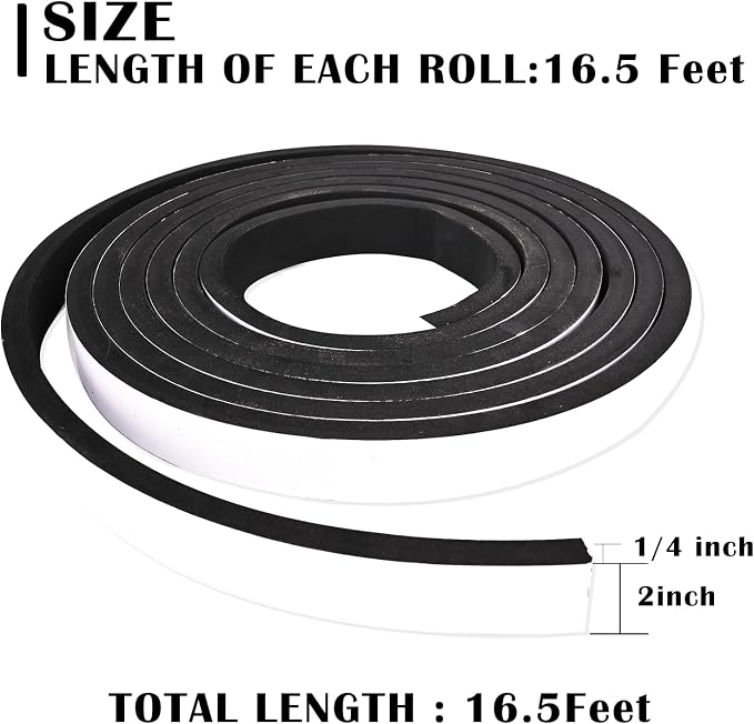 Black Foam Weathe Stripping 2 inch Wide x 1/4 inch Thick, Closed Cell Foam Tape - Image 2
