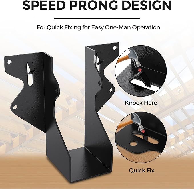 50Pcs Black 2x4 Joist Hangers for Wood, 18 Gauge Metal Face Mount Joist Hanger - Image 2