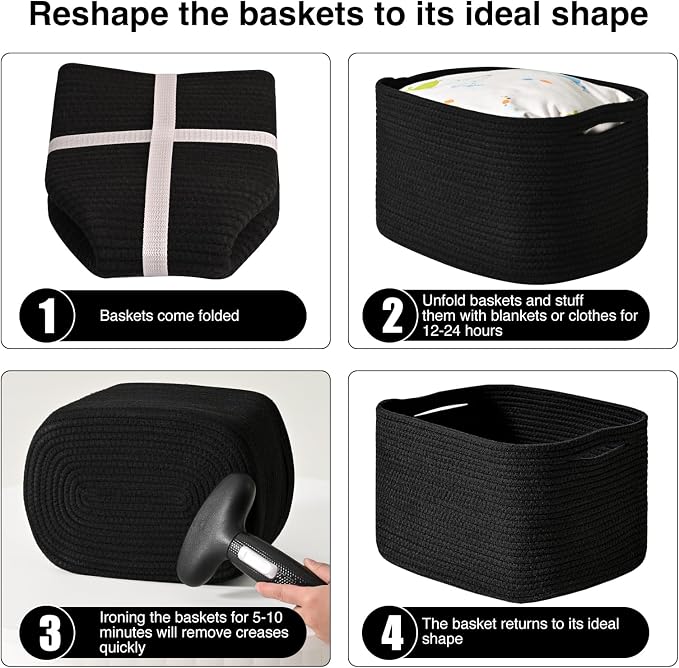 ICERZCZ Black Storage Baskets for Shelves, Small Storage Baskets for Organizing - Image 7
