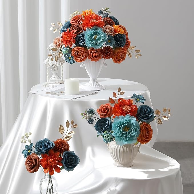 Artificial Flowers Fake Rose Flowers Dahlia - Image 3