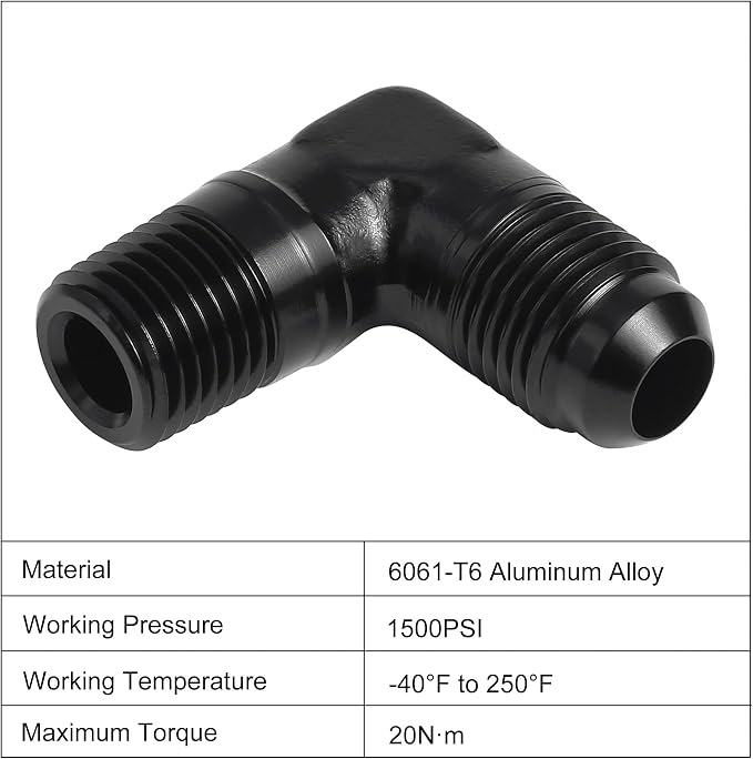 EVIL ENERGY 6AN to 1/4" NPT Male 90 Degree Fitting Adapter Aluminum 2PCS - Image 3