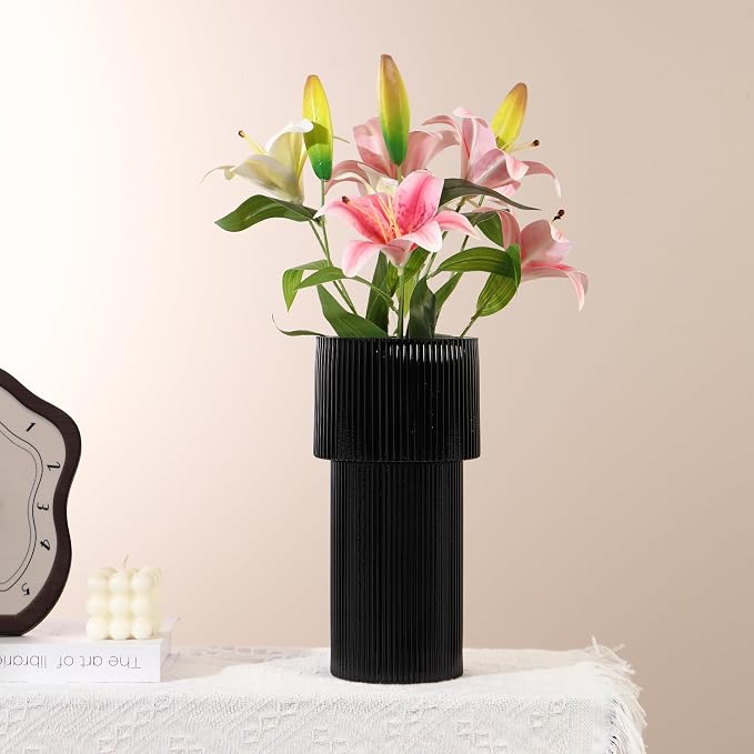 Black Glass Vase, 12 Inches Tall Vase - Image 2