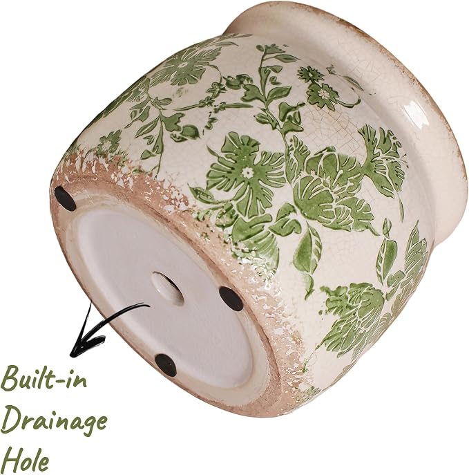 Tuscan Ceramic Indoor Plant Pot, Rustic Farmhouse Vase - Image 4