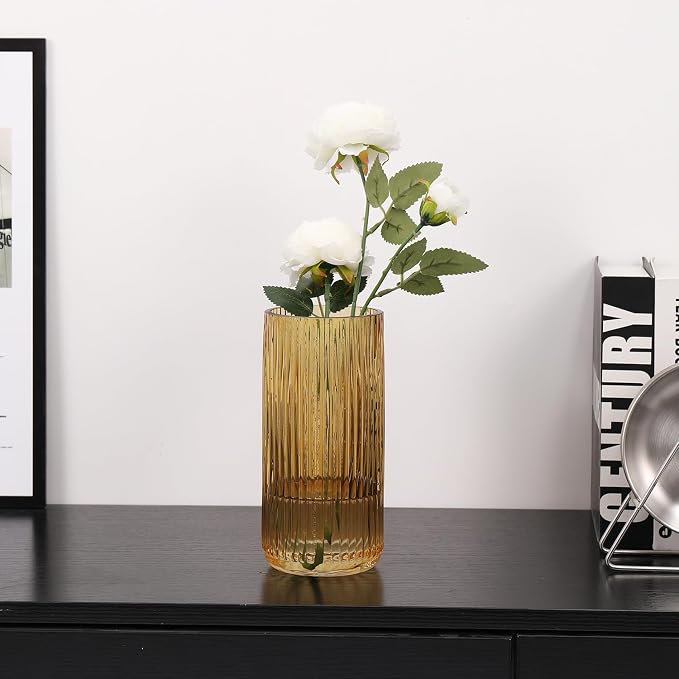 Ribbed Glass Vase, Flower Vases - Image 3