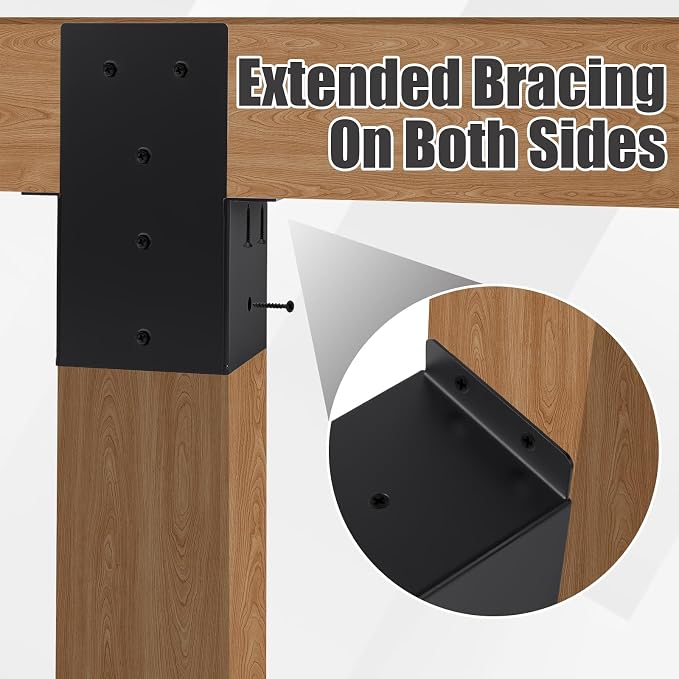8 Pcs 4”x 4”Pergola Brackets, Post Top Rafter Brackets Wall Mount Support - Image 4