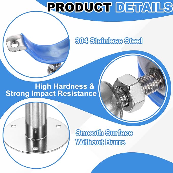 HARFINGTON 2 Set Wall Mount Ceiling Mount Pipe Supports 304 Stainless Steel - Image 4