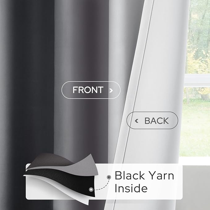 HOMEIDEAS Gray Grey Ombre Blackout Curtains, 52 X 96 Inch Length Gradient Color - Image 4