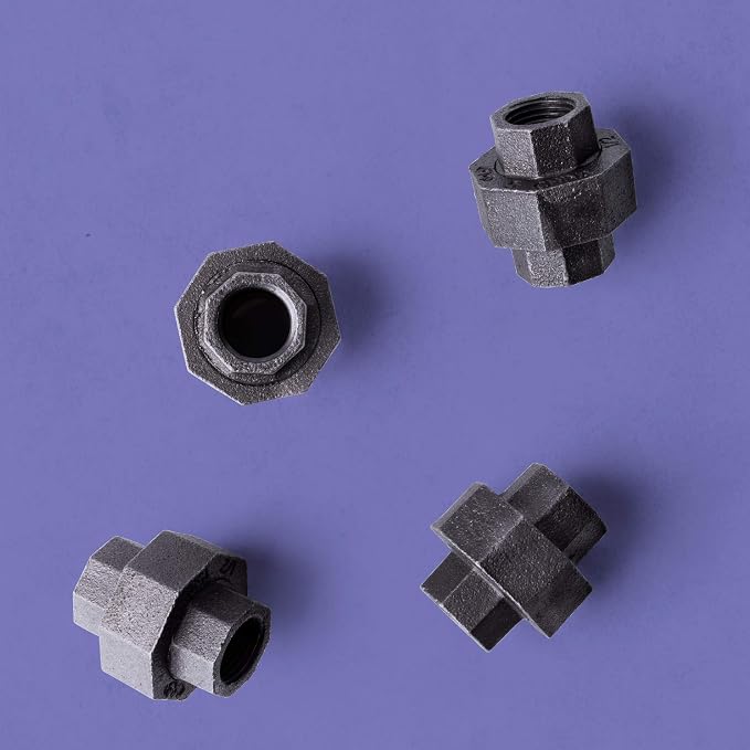 1/2 Inch Union Industrial Malleable Iron Pipe Fitting 4 Pack by Pipe Decor - Image 8