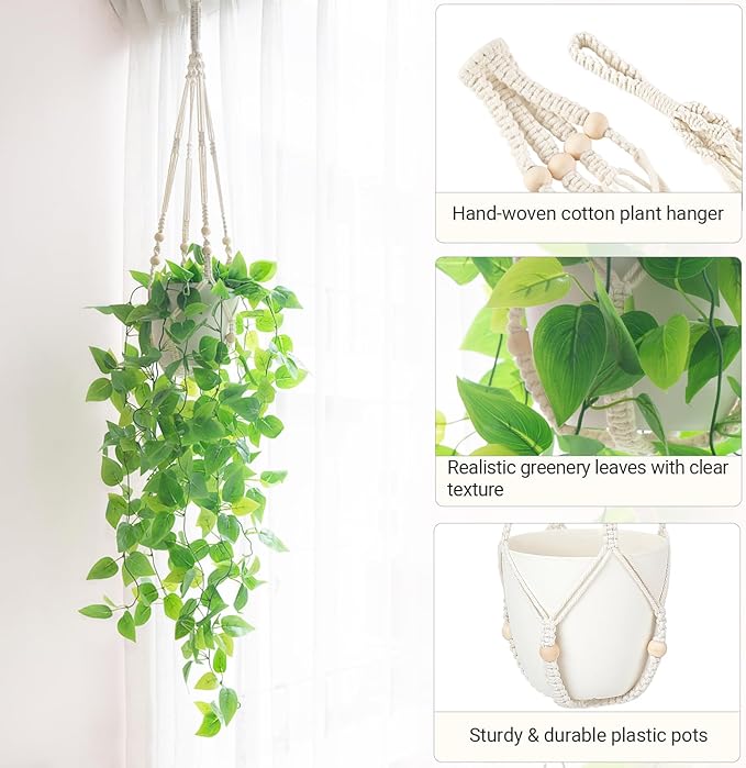Mkono 2 Packs Fake Hanging Plant - Image 6