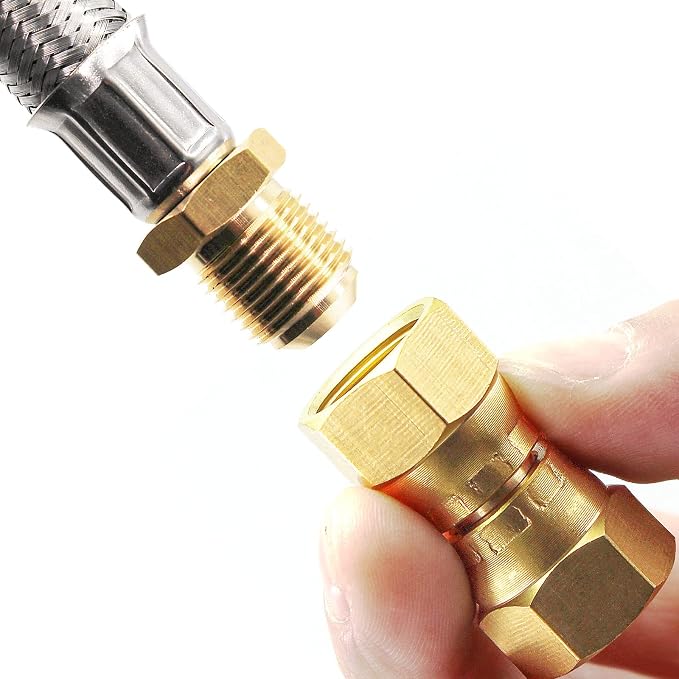 MENSI Brass 3/8" Female Flare by 3/8" Female Flare Swivel Brass Adapter Tube - Image 3
