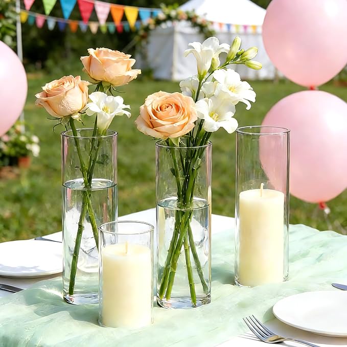 Brajttt16 Pack Glass Cylinder Vase, Hurricane Vase Ideal - Image 3