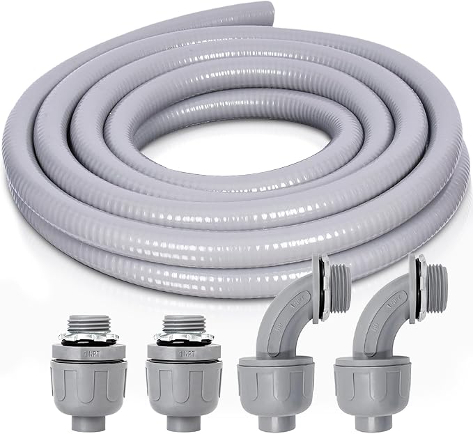 1 Inch 15 FT Non Metallic Liquid-Tight Conduit and Connector Kit by Feotech
