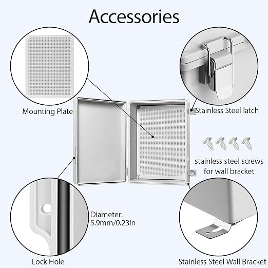 Electrical Box, IP67 Waterproof Hinged Cover Stainless Steel Latch Junction Box - Image 4