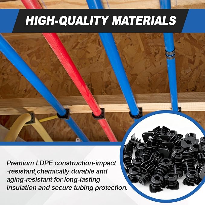 Briwooody 50 Pcs 1/2 Inch Pex Pipe Clamp -thru Stud Pipe Support Isolation Clamp - Image 5