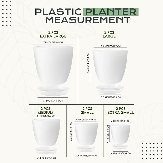 Plant Pots Indoor with Drainage, 10 Pack Multi-Size Planters Set - Image 2
