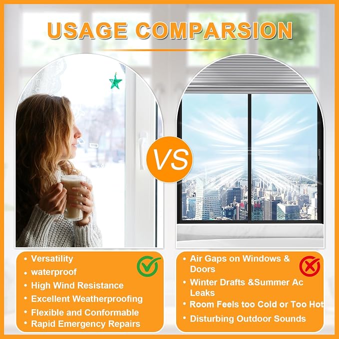 Qoqooice Window Weather Sealing Tape 2 Inch x 90 FT Weather Stripping - Image 5