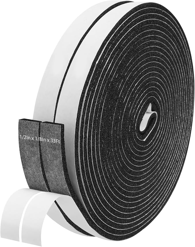 Storystore Self Adhesive Foam Weather Stripping, 1/2"x1/8"x 33FT Door Seal | by Storystore