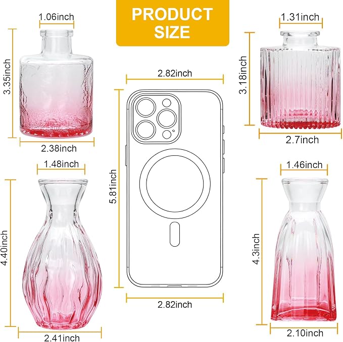 Glass Bud Vases Set of 4, Small Pink Flower Vases - Image 2