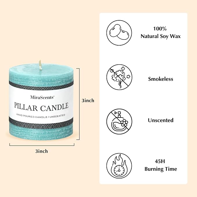 3x3 Inch Turquoise Pillar Candles Set of 3 - Image 3