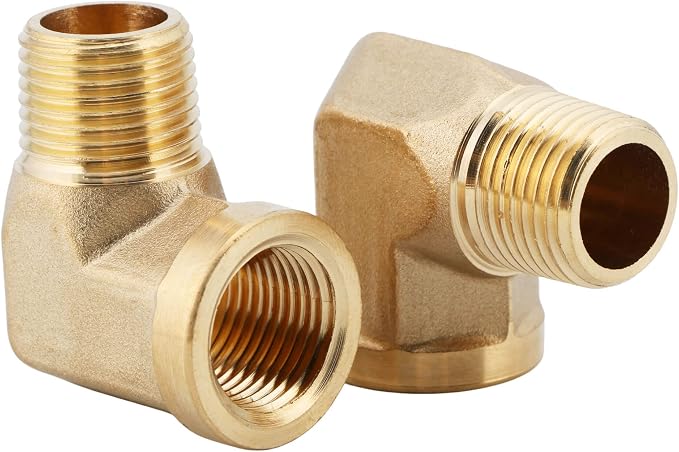 U.S. Solid 2pcs 90 Degree Barstock Street Elbow Brass Pipe Fitting 3/8" NPT - Image 2