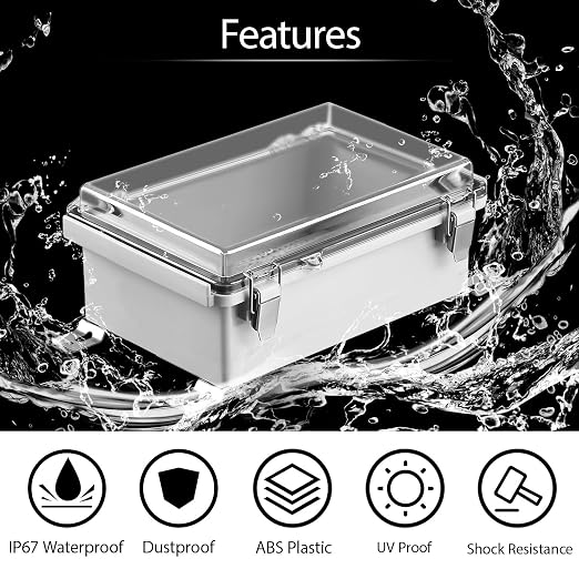 Electrical Box, IP67 Waterproof Hinged Clear Cover Stainless Steel Latch - Image 3