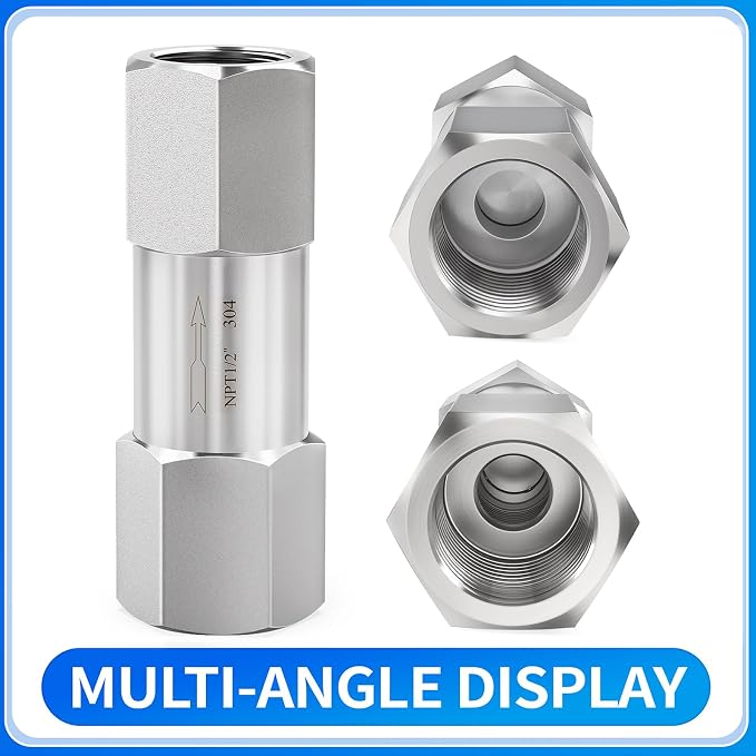 ChillWaves 304 Stainless Steel In-Line Split Check Valve 1/2" NPT Female Thread - Image 3